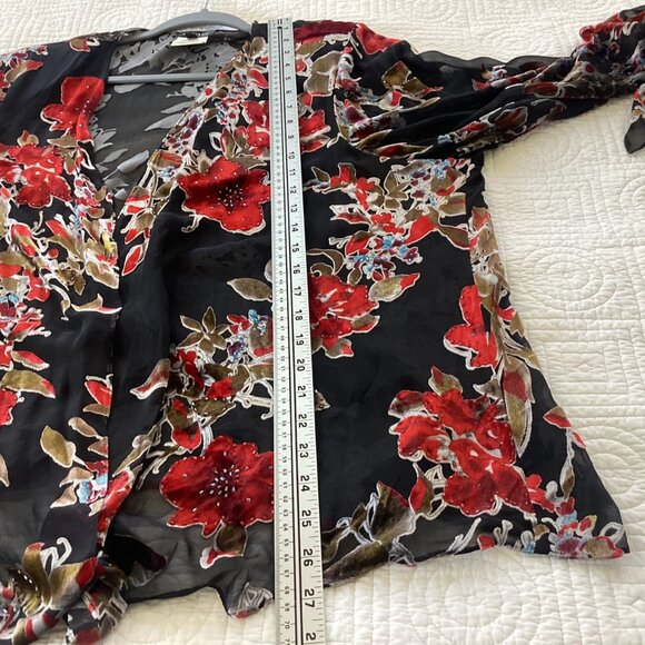 XSCAPE Silk Burnout Velvet Kimono Cardigan Jacket Women Plus Size 20W Long Flowe - Picture 14 of 16